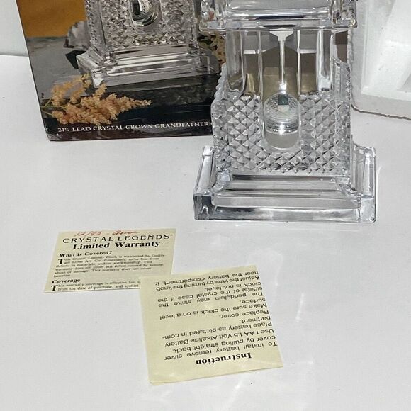 Crystal Legends By Godinger Clear Crown Grandfather Shelf Clock OS - Picture 3 of 10